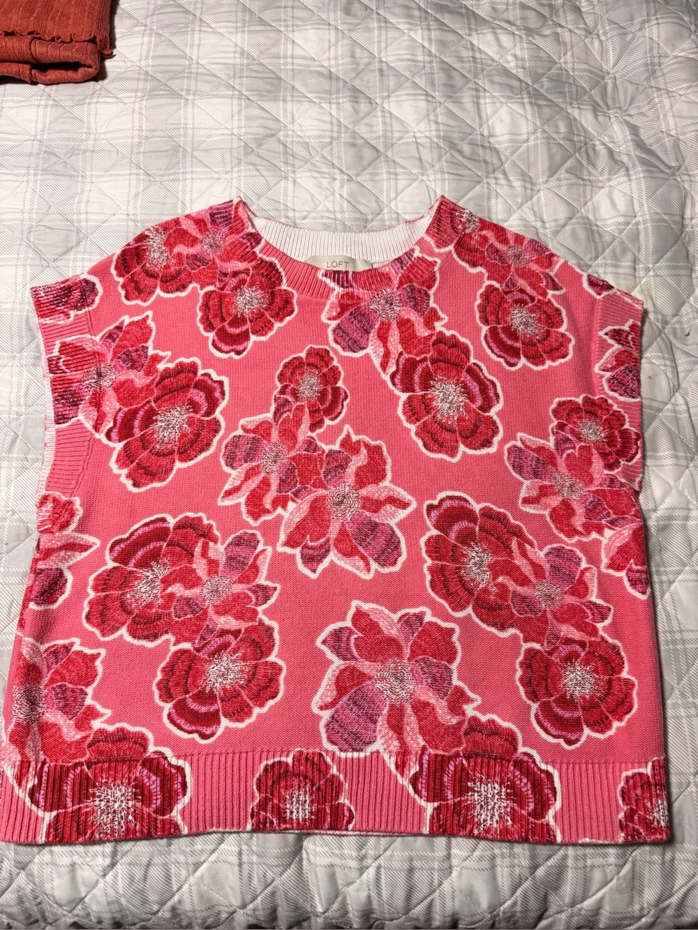 LOFT Pink Floral Knit Top